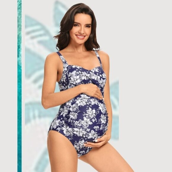 Maternity Swimsuit One Piece Front Cross Swimsuit, Size Large - Picture 1 of 6